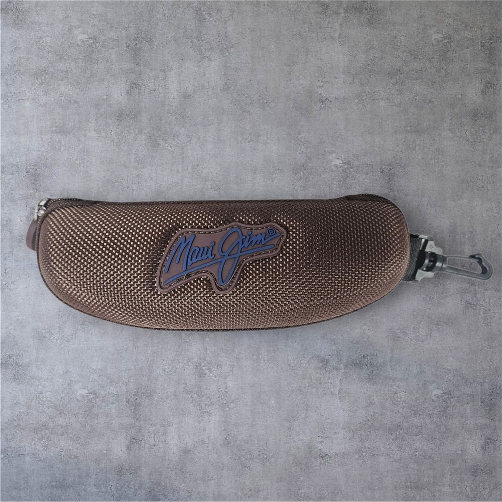 Maui Jim Sunglasses Case Brown Clamshell Zip‎ Hard Protective Clip